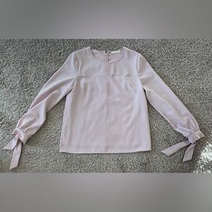 Rachel Parcell scalloped long sleeve tie sleeve top small